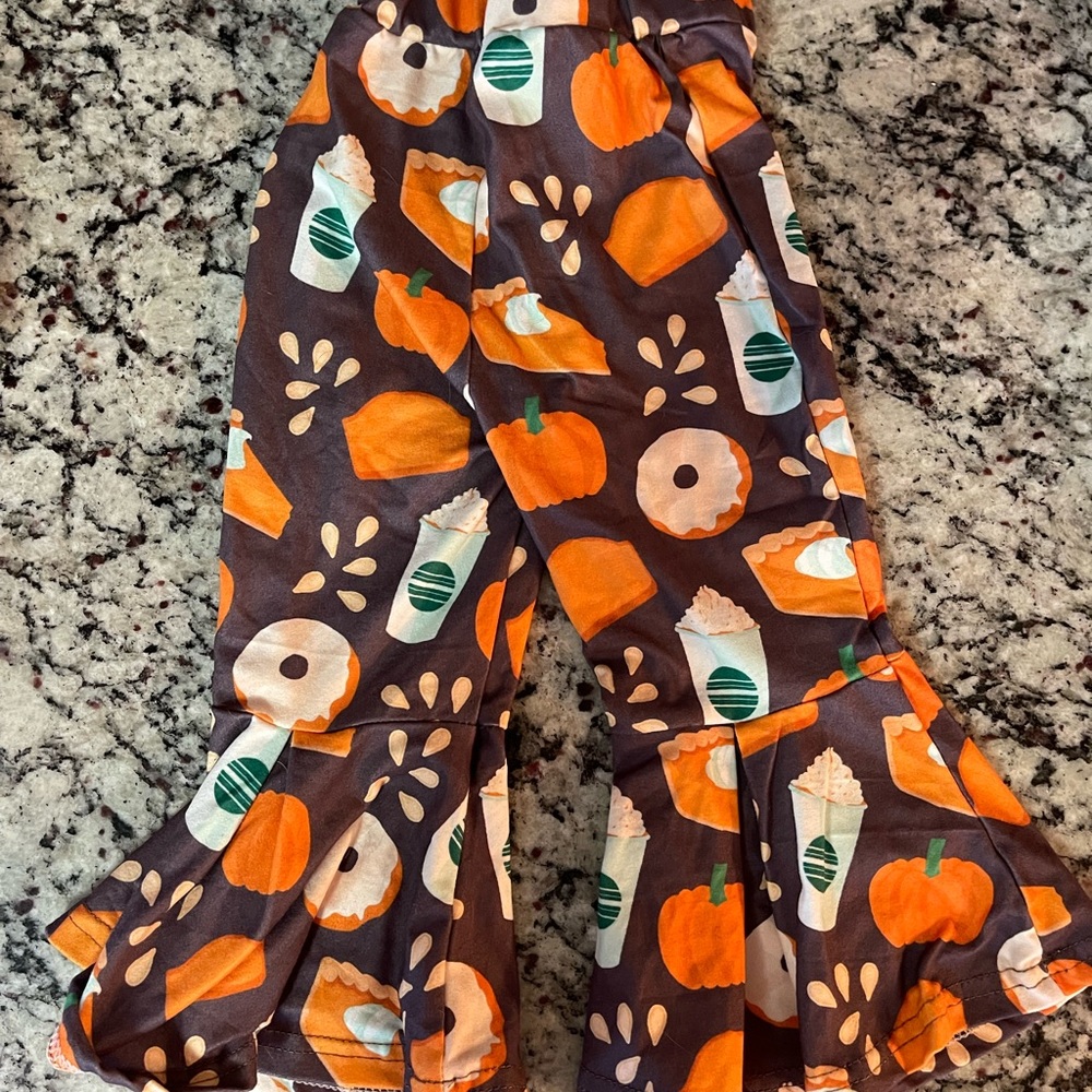 Boutique Pumpkin Spice Latte Bell Bottoms-12m
